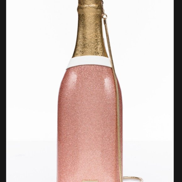 kate spade champagne bottle clutch purse bag in rose gold nwot - Picture 7 of 8